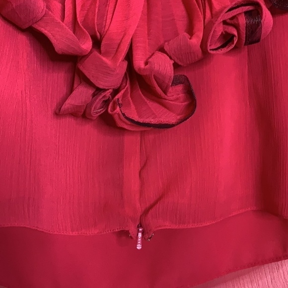 BADGLEY MISCHKA ruffle pink rear V Blouse retro overlay women’s medium blouse - Picture 4 of 10